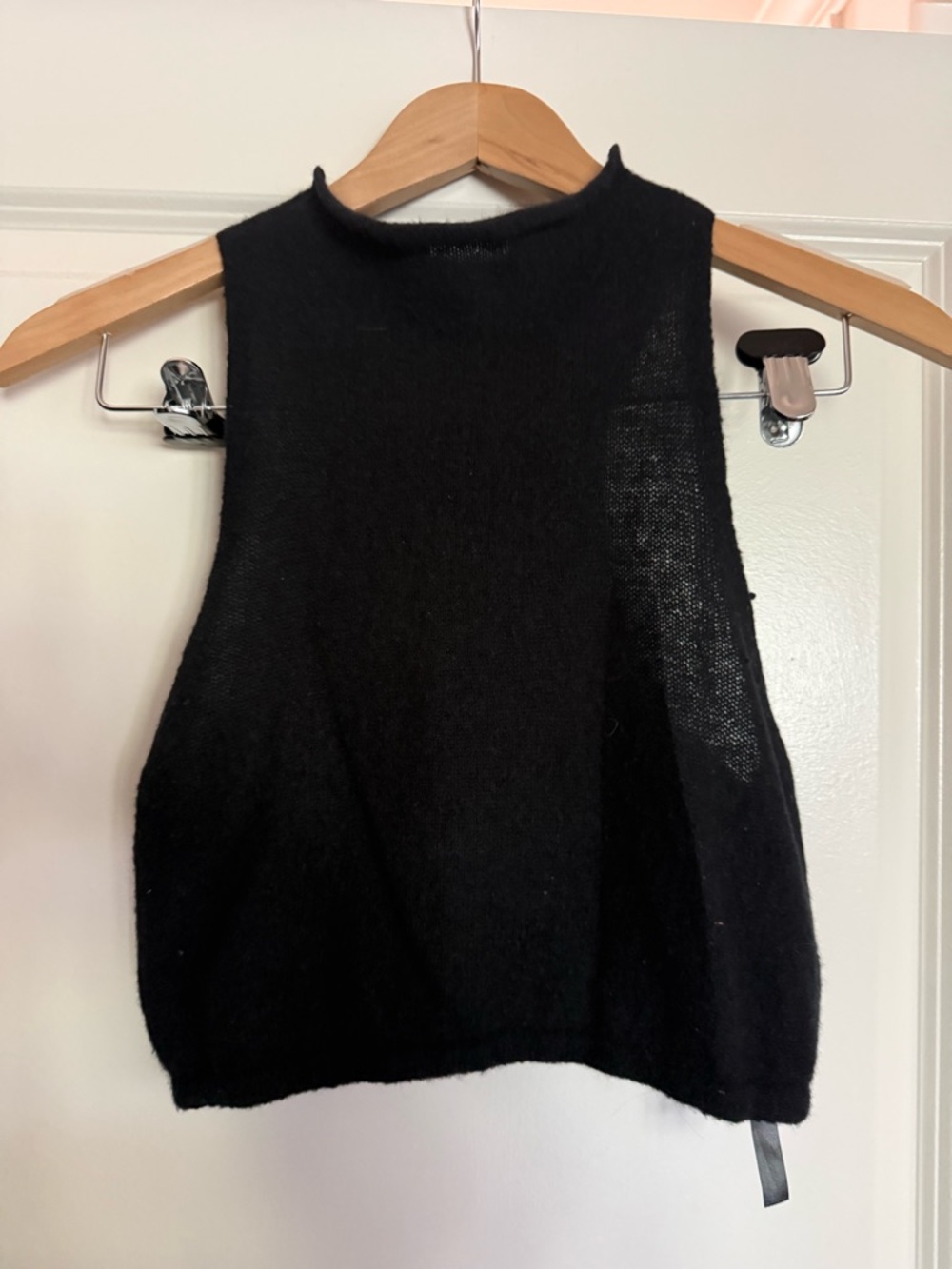 Free People Fluff It Up Cashmere Black Sleeveless Knit Crop Top
